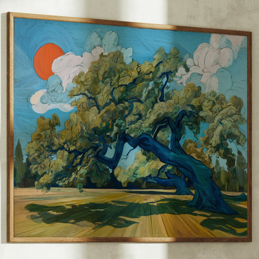 Ancient Oak Bends Toward Sunset