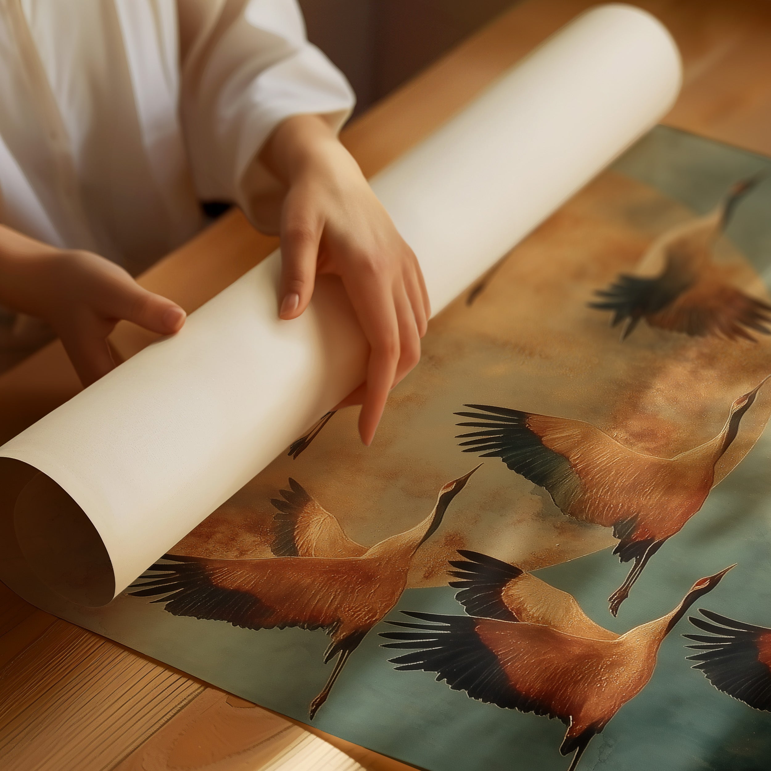 Moonlit Migration Over Misty Waters