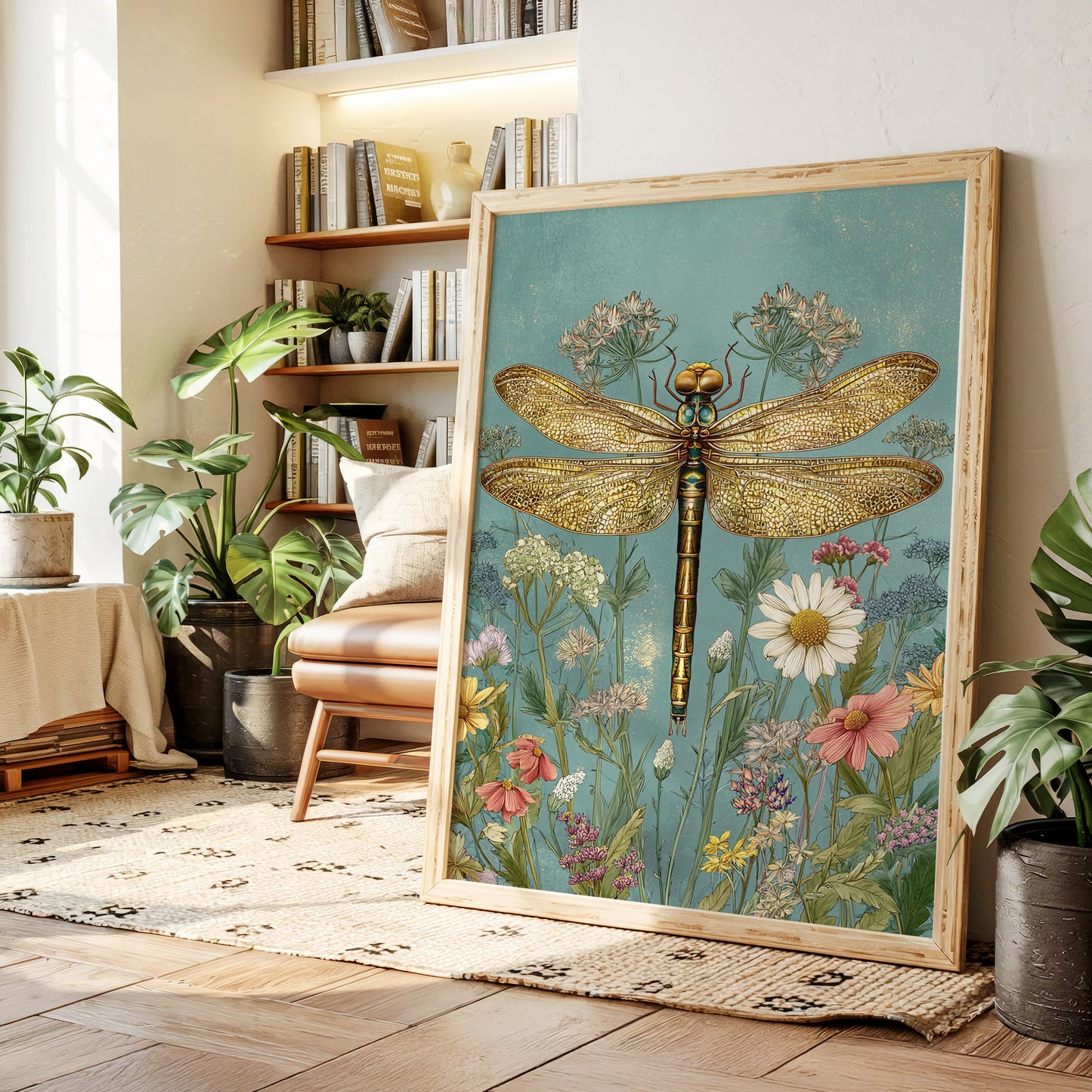 Golden Wings Amidst Wild Blooms