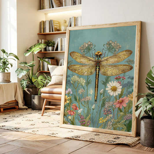 Golden Wings Amidst Wild Blooms