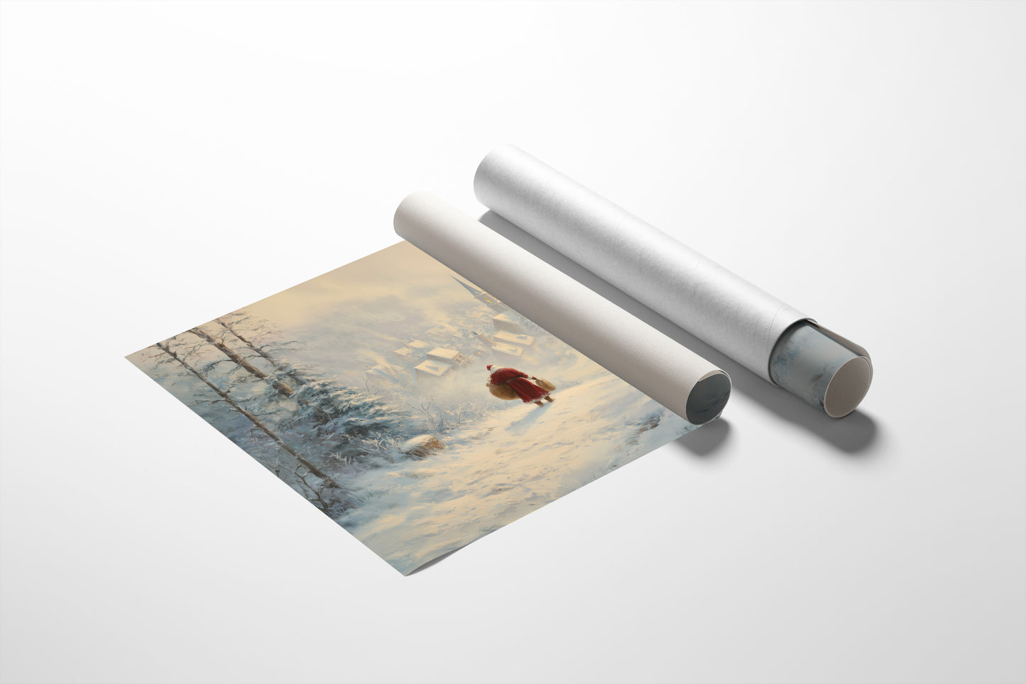 Snow Path Leads To Village Light