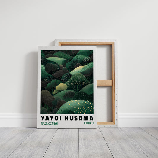 Abstract Green Dreamscape – Kusama-Inspired Forest