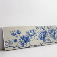 Blue Ink Roses On Thorned Vine