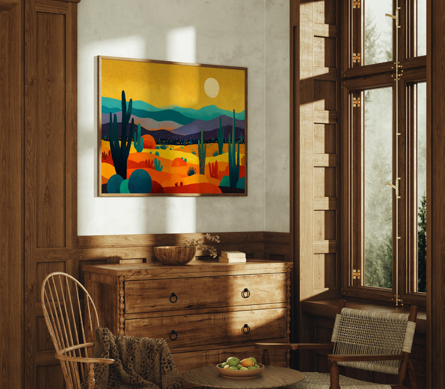 Saguaros Dance Under Golden Moons