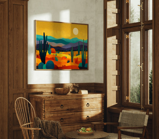 Saguaros Dance Under Golden Moons
