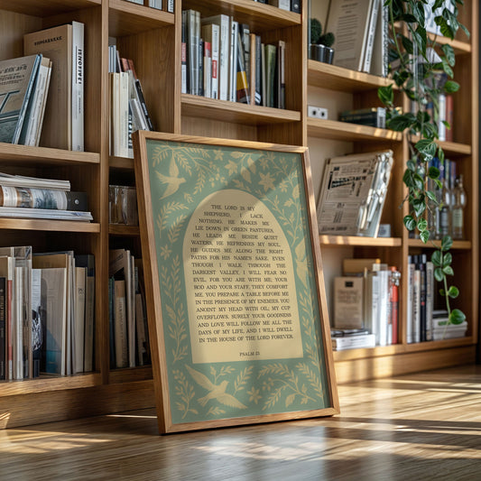 Psalm 23 Scripture with Doves and Florals