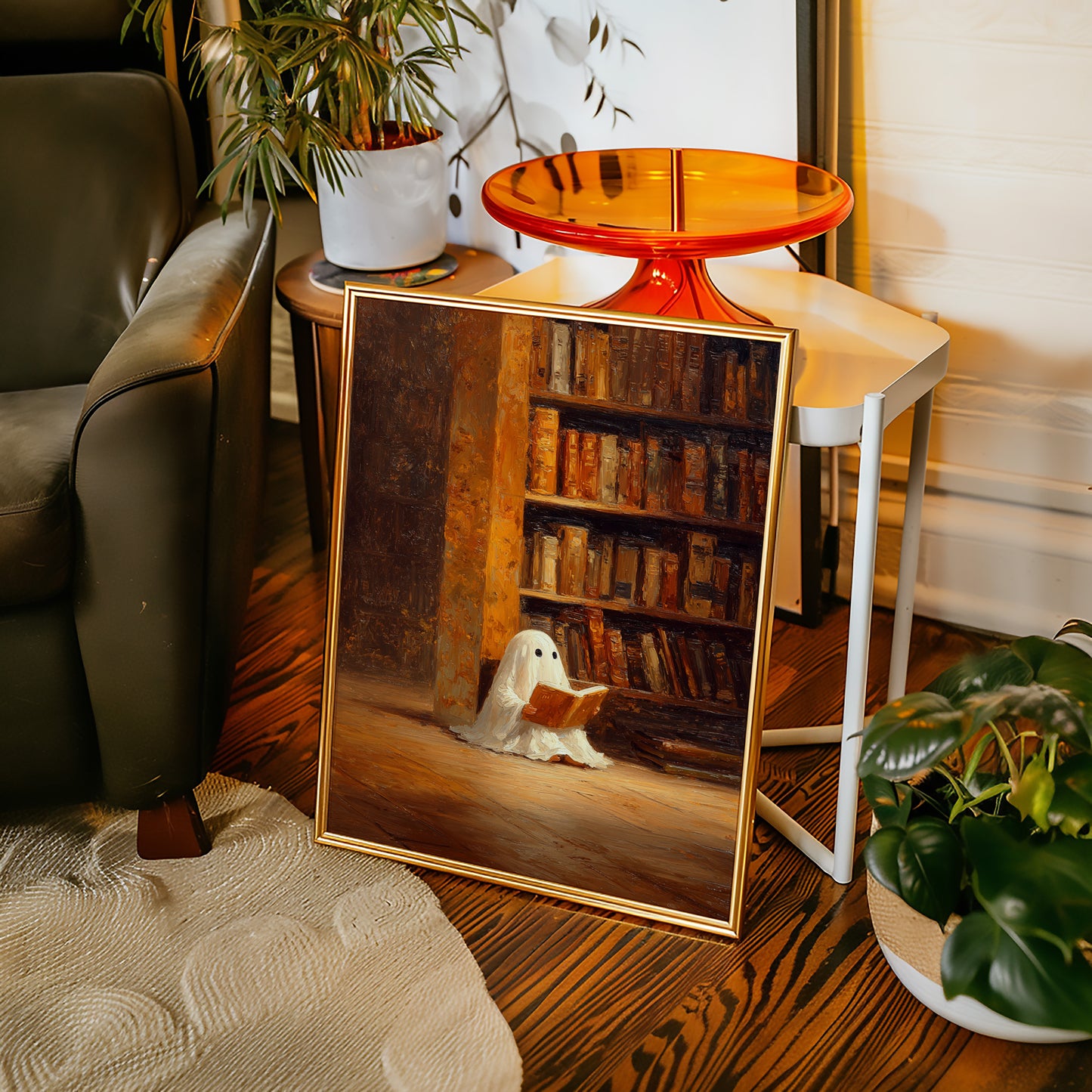 Whimsical Ghost Library Canvas Print - Enchanting Art - Gallery Canvas image 8