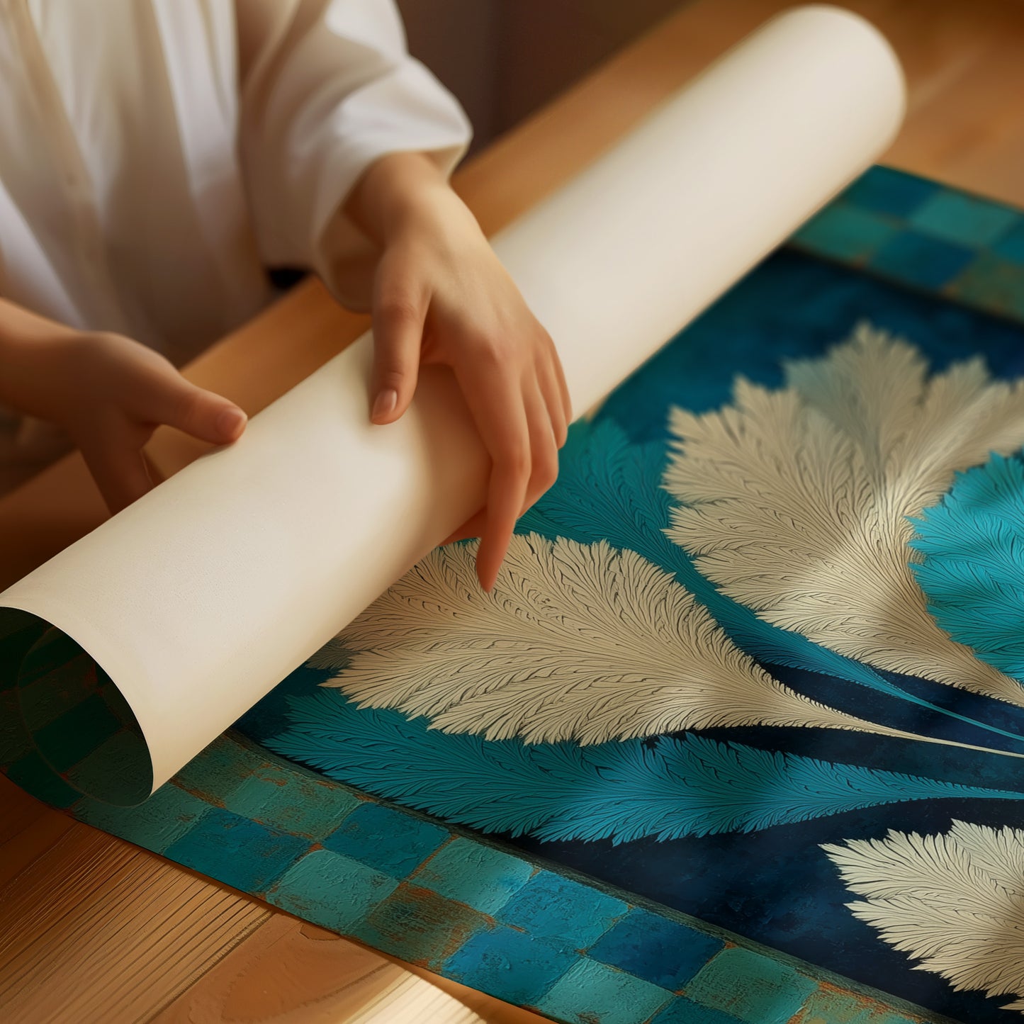 Moonlit Feathers Dance In Turquoise