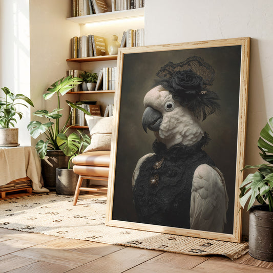 Regal Cockatoo in Lace Attire