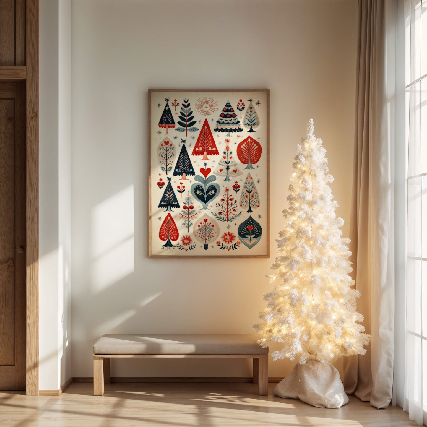 Scandinavian Folk-Art Christmas Trees Pattern