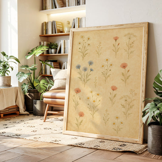 Vintage Wildflower Watercolor Print
