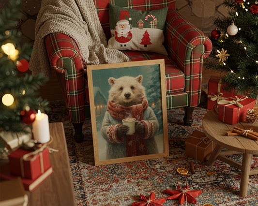 Winter Bear Savors Cozy Cocoa Moments
