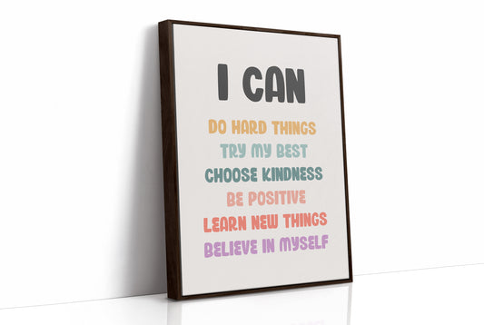 I Can Affirmations Kids Motivation Poster