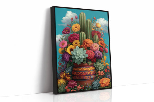 Desert Blooms Against Turquoise Skies