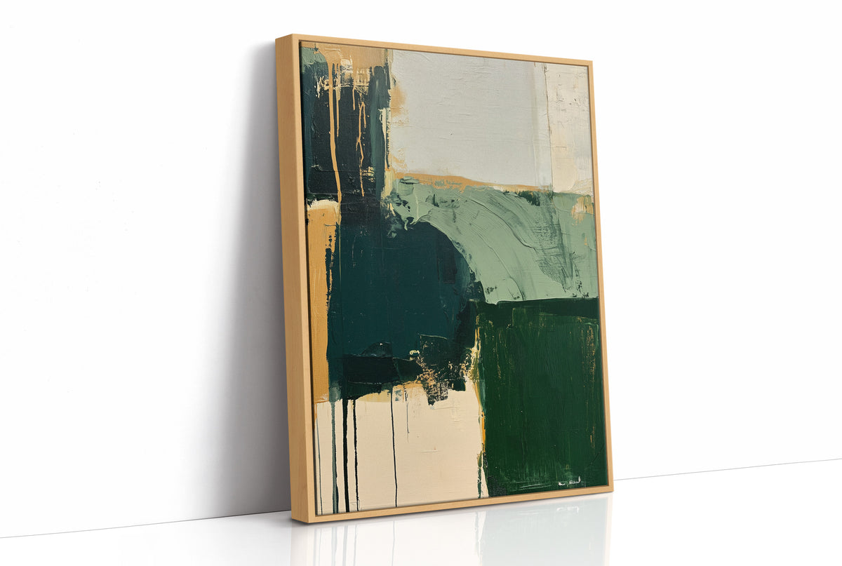 Forest Green Abstract Drip Study