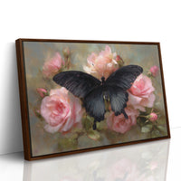 Dark Wings Among Blush Roses