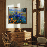 Delphiniums Dance With Golden Poppies