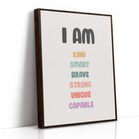 I Am Kind Smart Brave Affirmations Poster