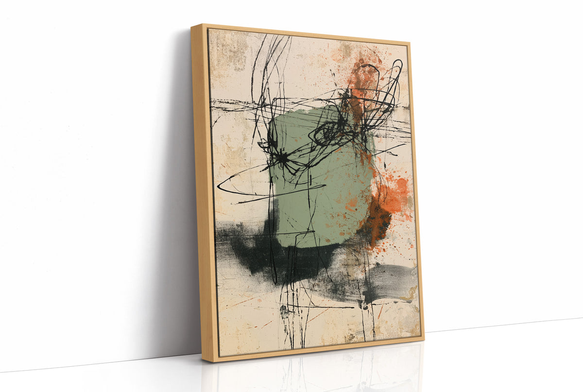 Sage Rust Gestural Scribble Art