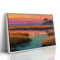 Herons at Marsh Sunset