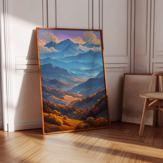 Autumn Light Cascades Through Mountains
