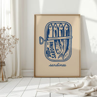 Retro Sardine Tin Wall Art – Blue & Beige Kitchen Decor