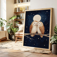 Loving Owls Under a Full Moon