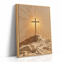 Radiant Cross on Rocky Hilltop