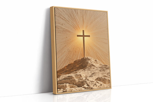 Radiant Cross on Rocky Hilltop