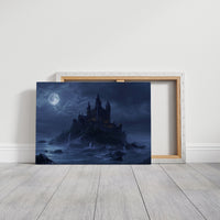 Moonlit Fortress Above Stormy Seas
