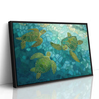 Sea Turtles Float Through Crystal Waters