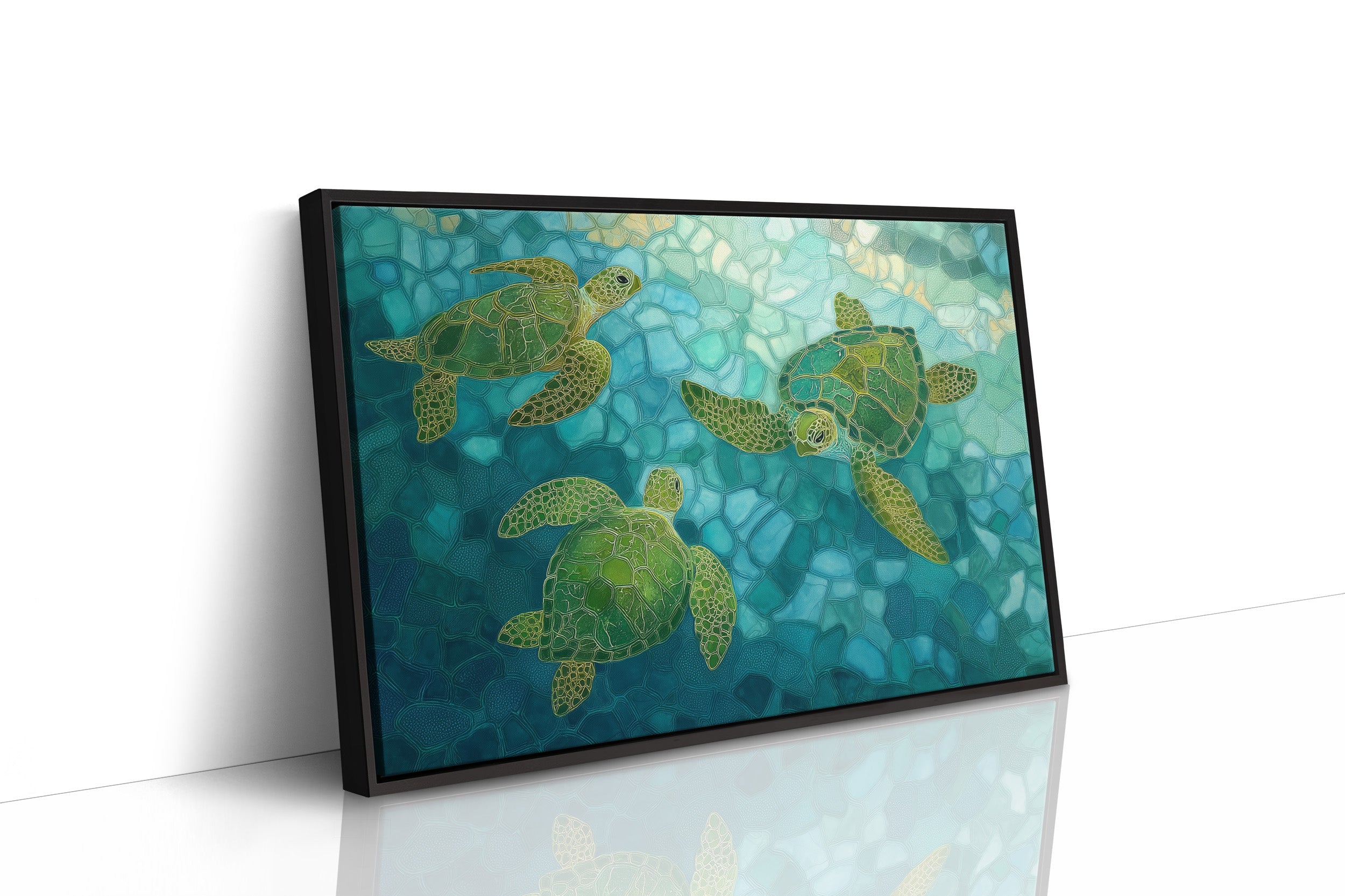 Sea Turtles Float Through Crystal Waters