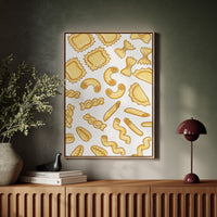 Pasta Shapes Dance In Golden Light