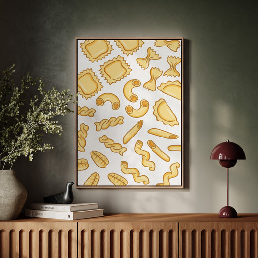 Pasta Shapes Dance In Golden Light