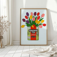 Tulips in a Yorkshire Tea Tin