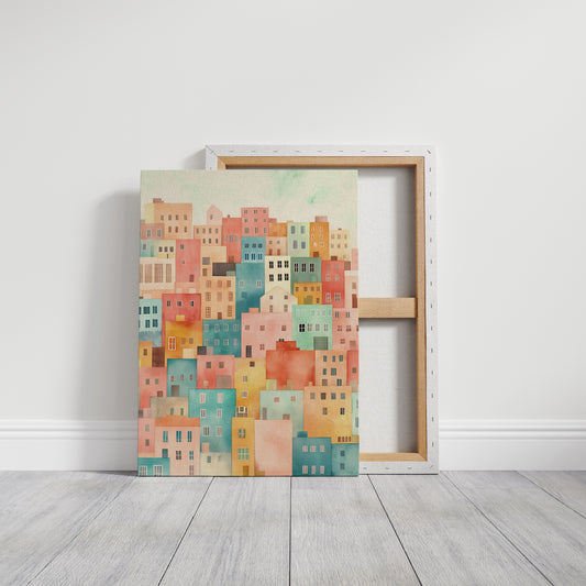 Stacked City Dreams Watercolor Print