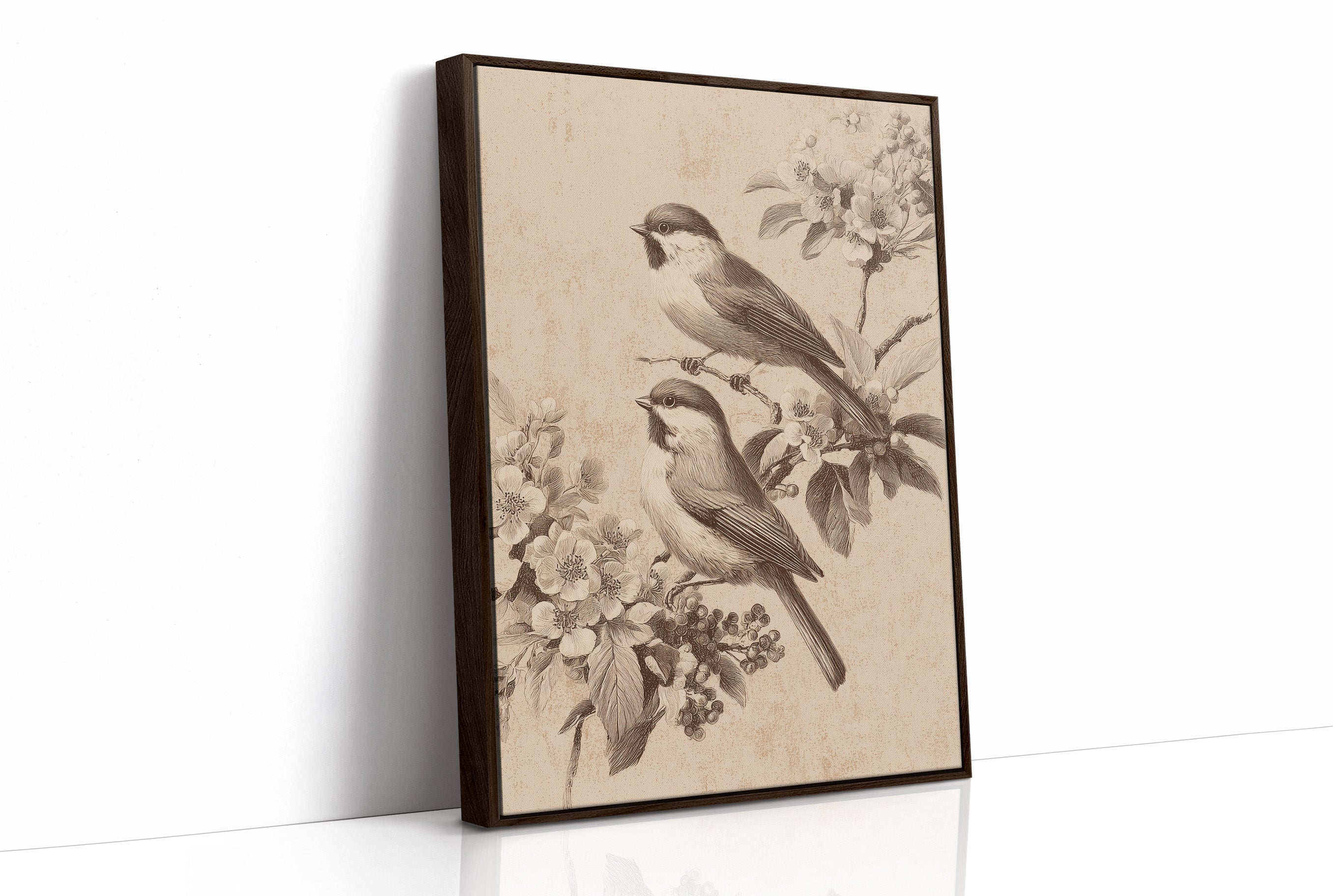 Chickadees Among Cherry Blossoms