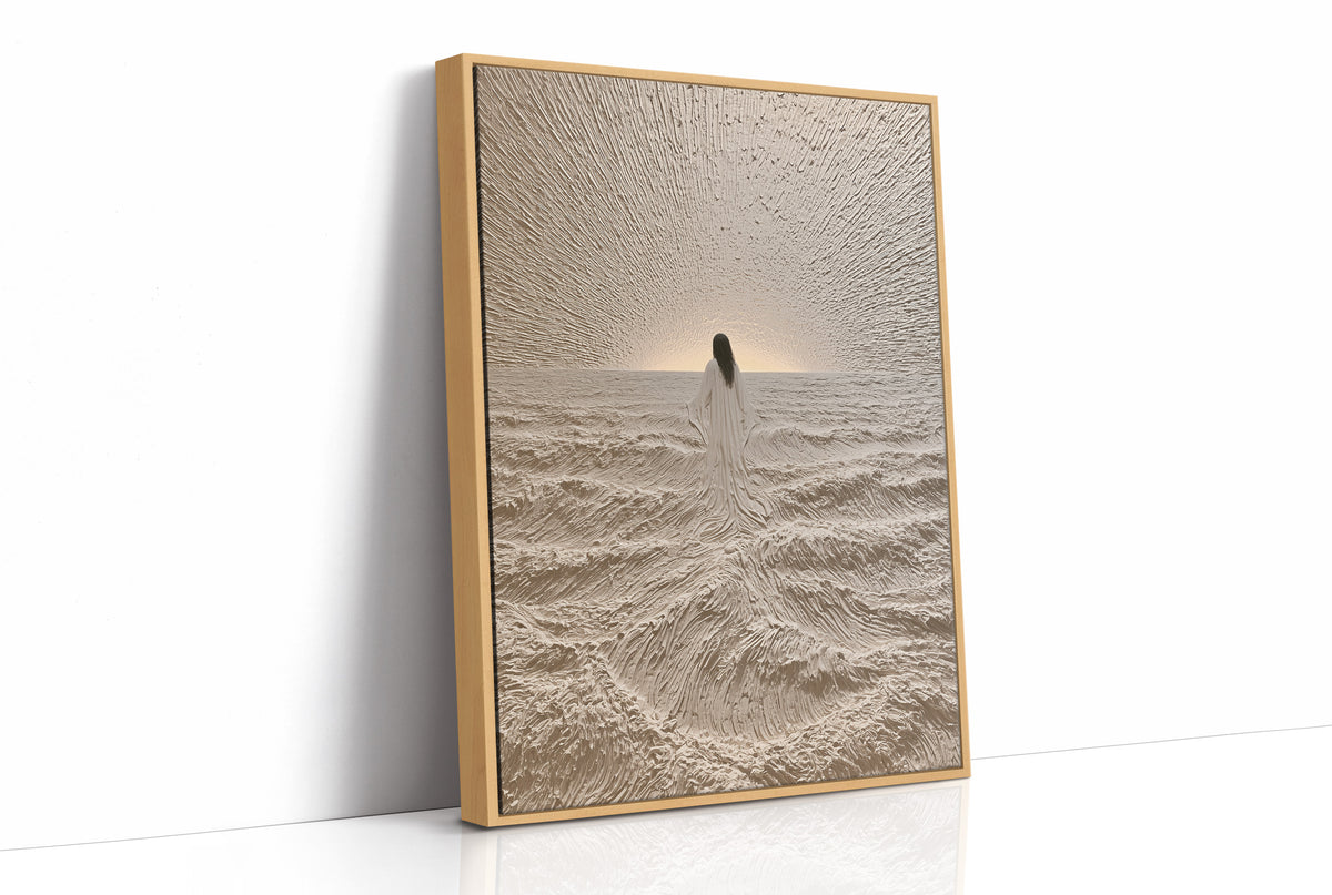 Robed Figure Facing Ocean Horizon