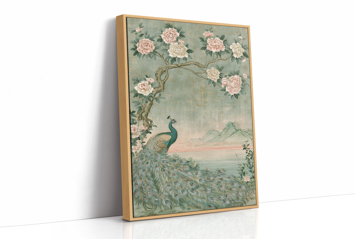 Peacock Peony Chinoiserie Mural