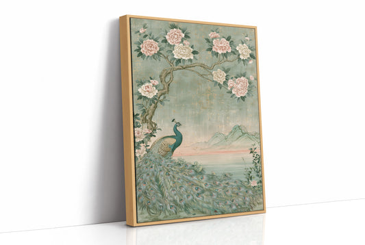 Peacock Peony Chinoiserie Mural