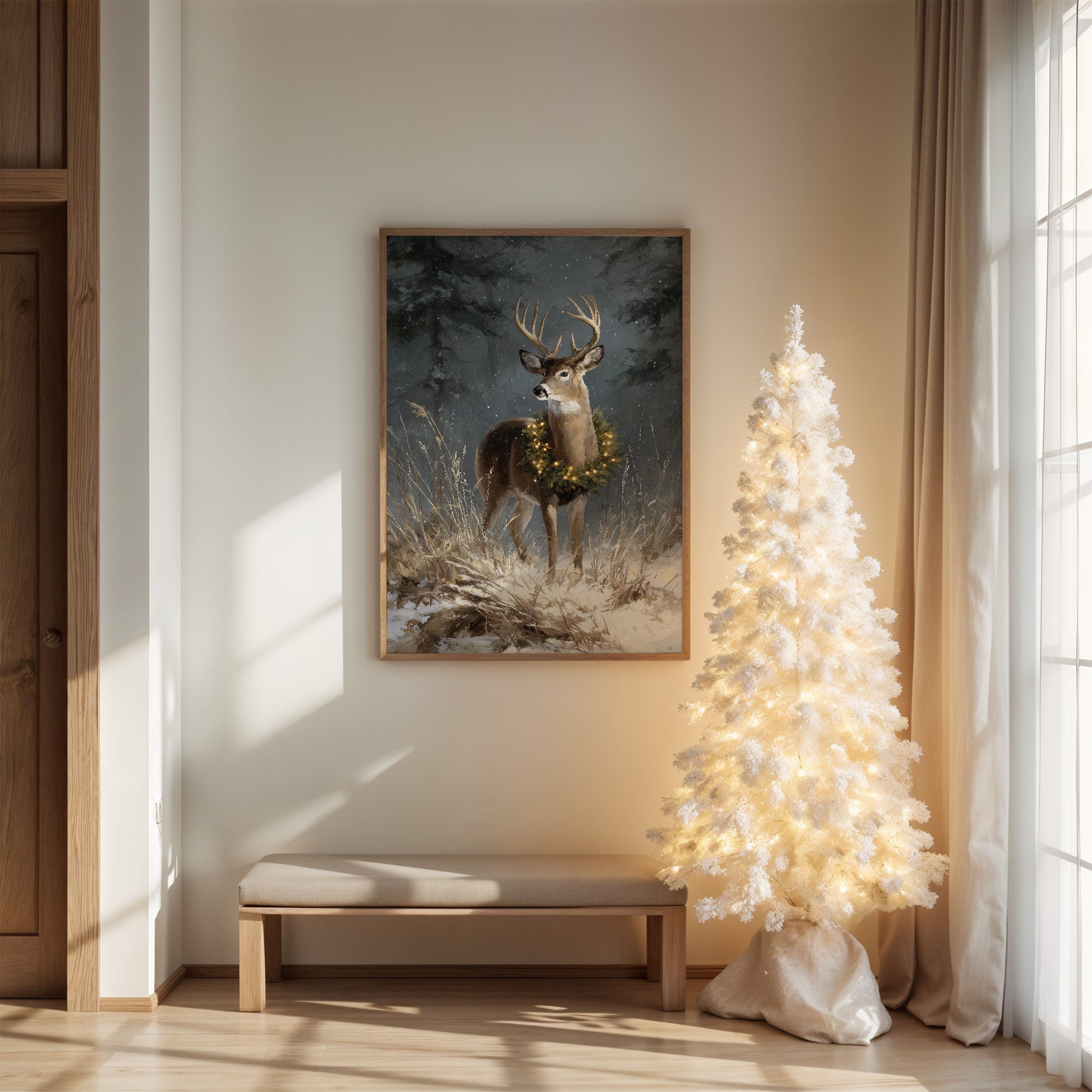 Starlit Stag Wears Winter's Crown