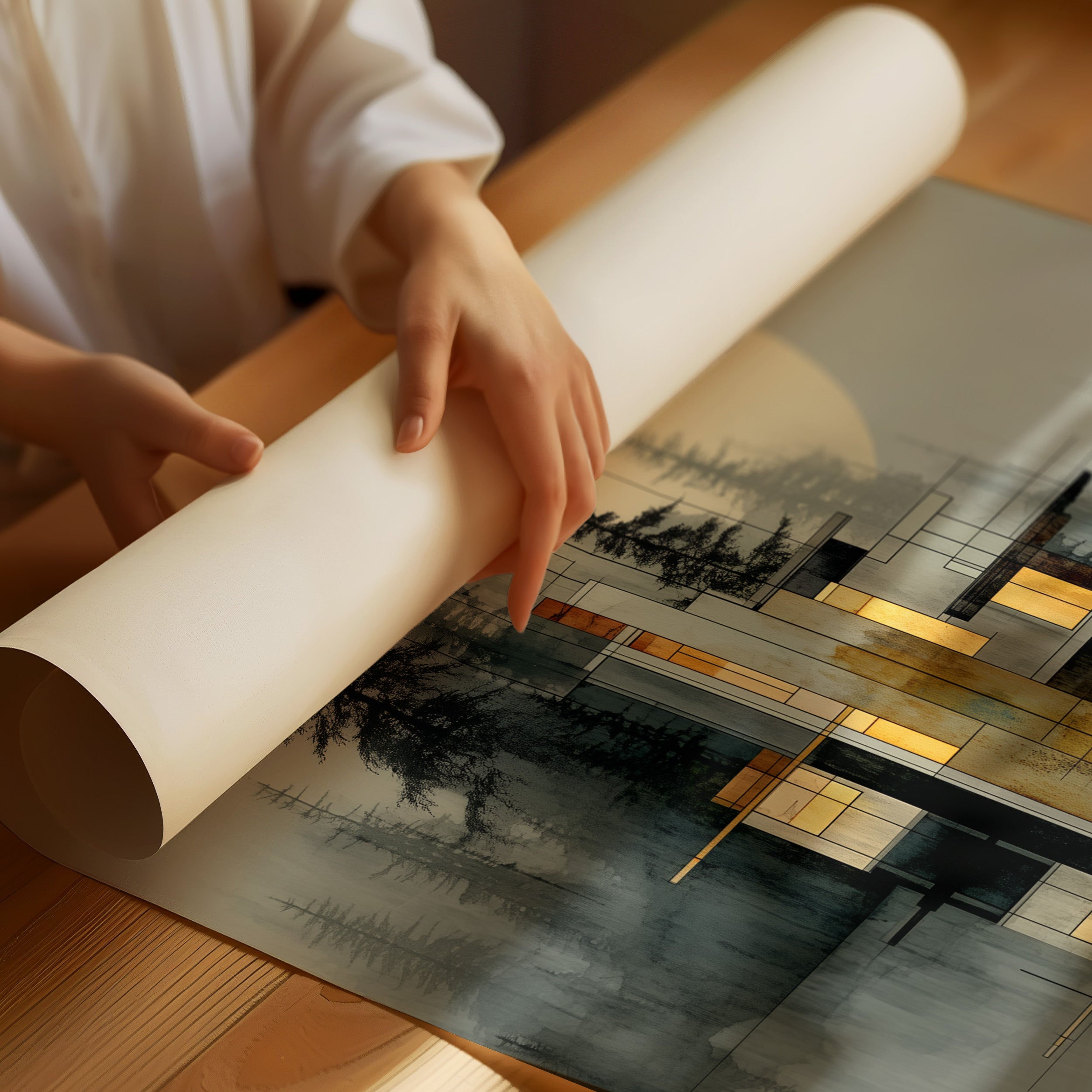 Geometric Pines Meet Rising Moon