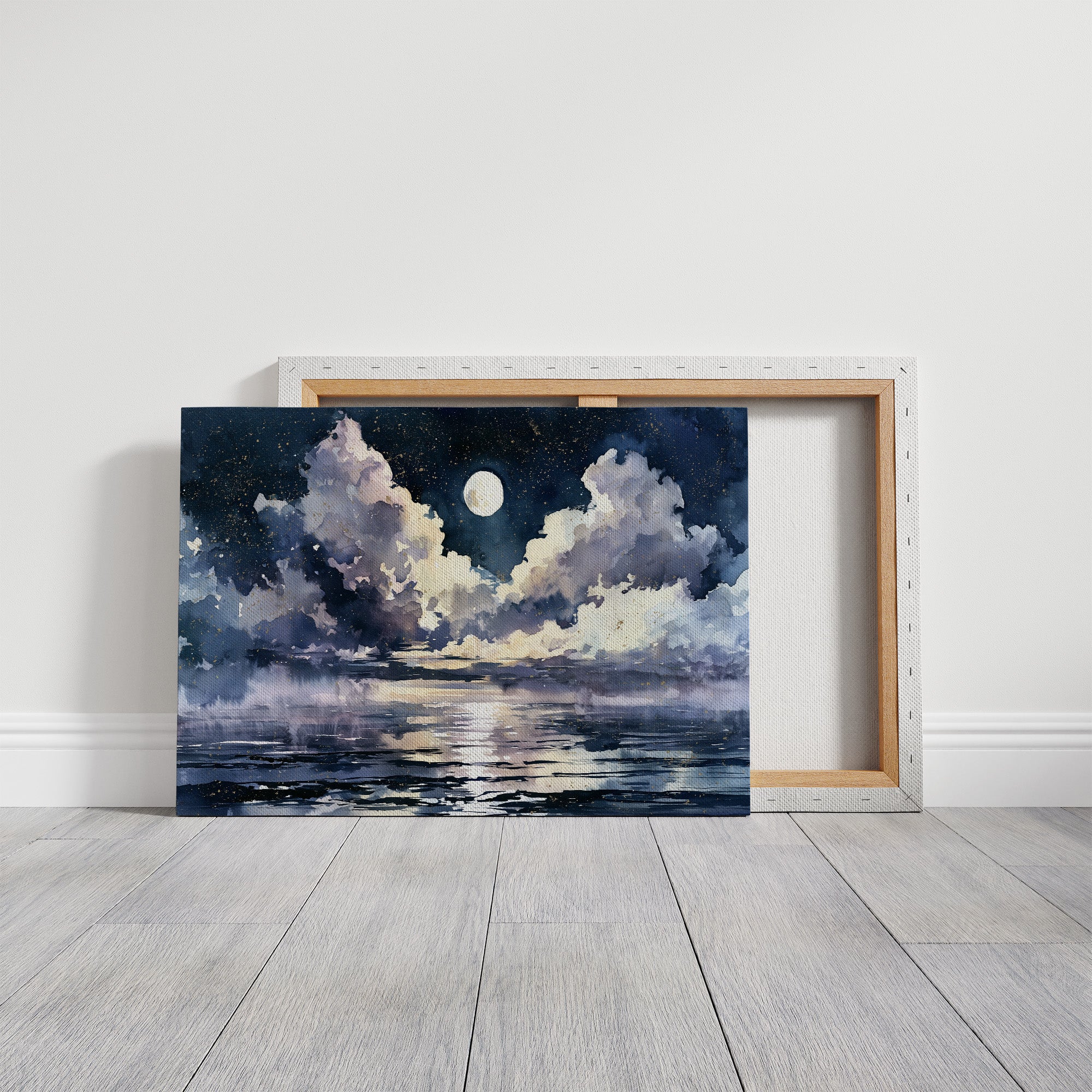 Moonlit Clouds Over Still Water