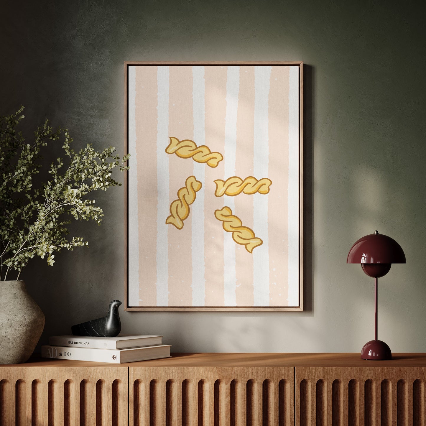 Pasta Dances Through Blush Stripes
