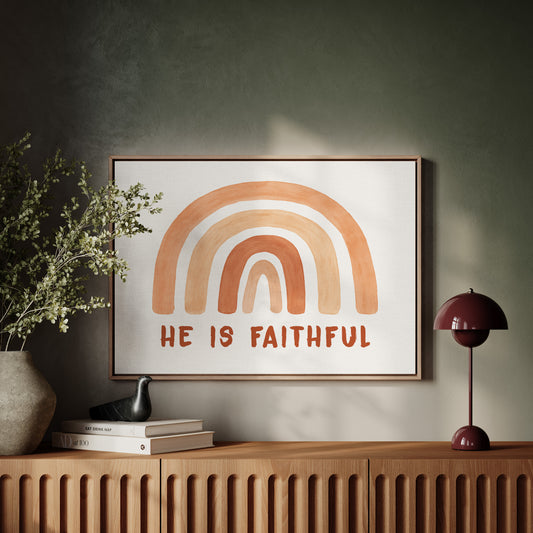 He Is Faithful Boho Rainbow