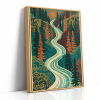 Winding River Retro Forest Print