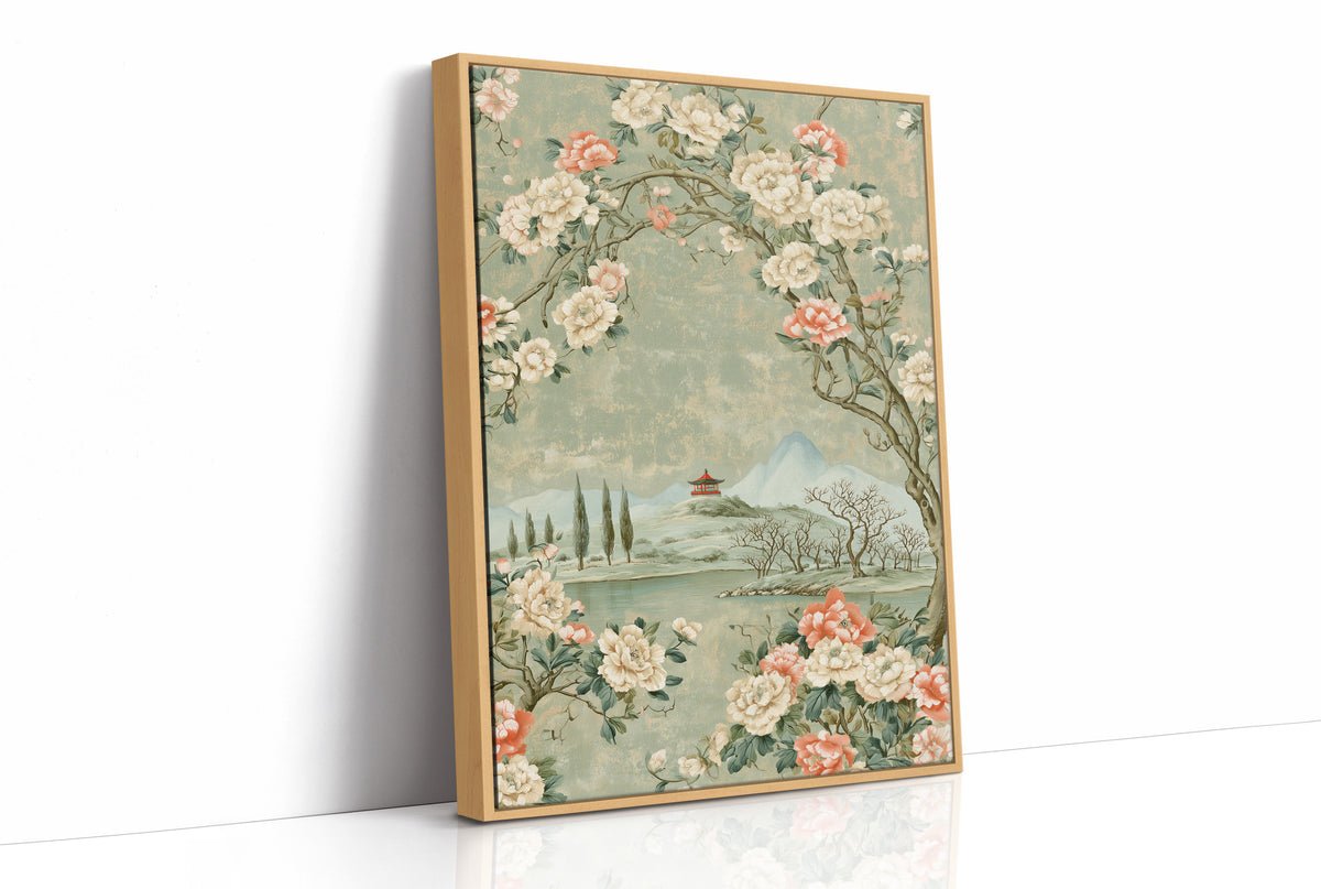 Red Pagoda Hillside Chinoiserie