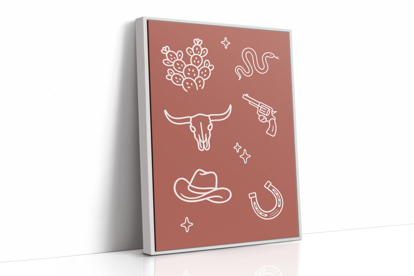 Desert Icons Under Terracotta Sky