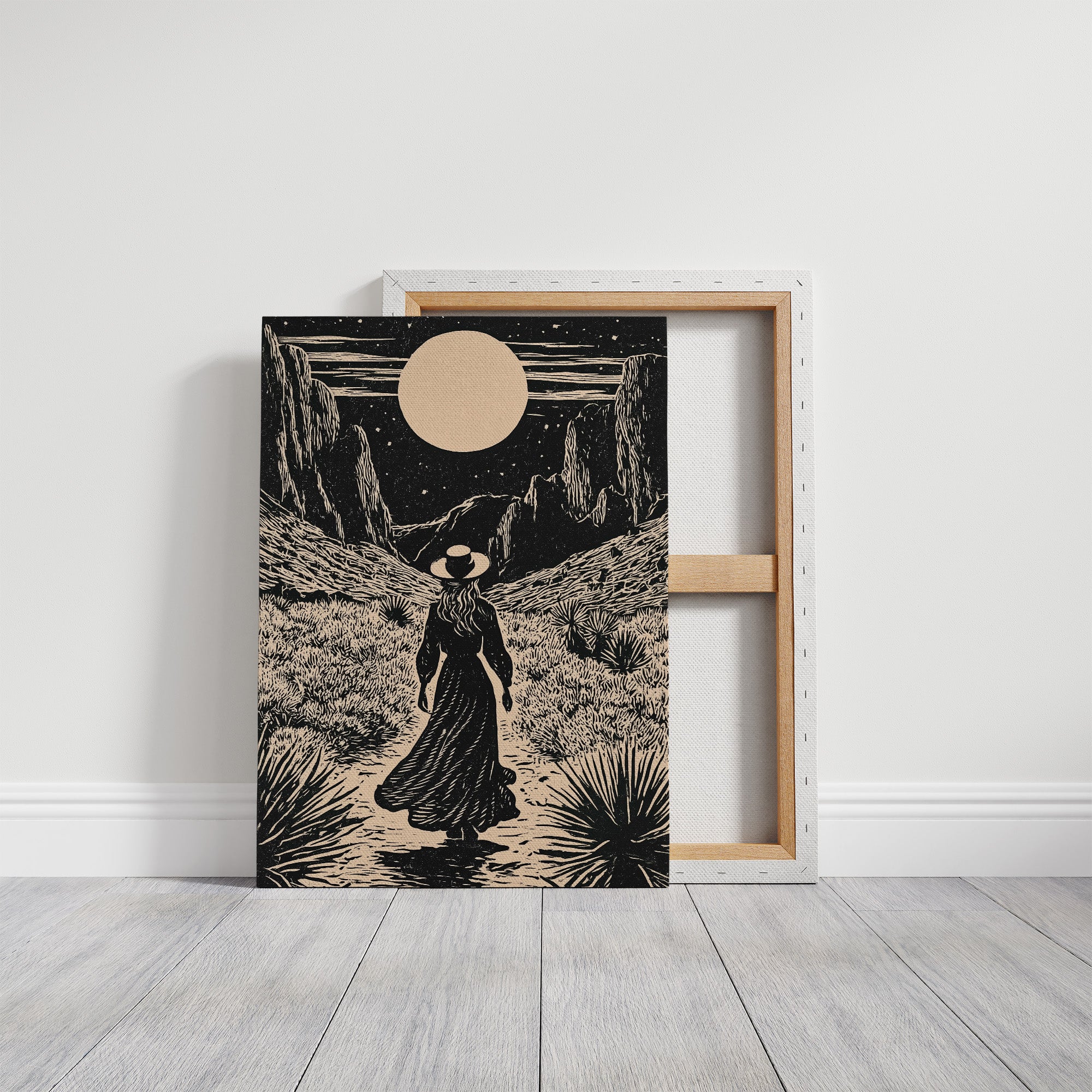 Lone Wanderer Under Desert Moon