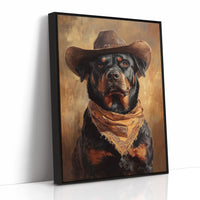Western Cowboy Rottweiler Print – Rustic Wild West Dog Art